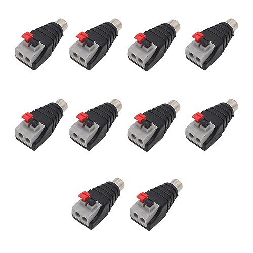 Treedix 10 Stück Cinch-Stecker-Adapter, Lautsprecherkabel auf Cinch-Adapter, Konverter, Lautsprecher, Phono, Cinch-Stecker (weiblich)