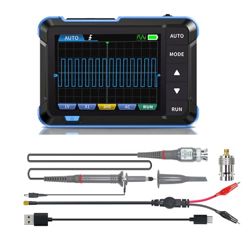 DSO 153 Handheld-Digitaloszilloskop-Kit 2,8 Zoll, 1 M Bandbreite, 5 MS/s hohe Abtastrate und automatische Abschaltung, tragbares Oszilloskop mit 14 einstellbaren Wellenformen für Heimwerker, Autoreparatur