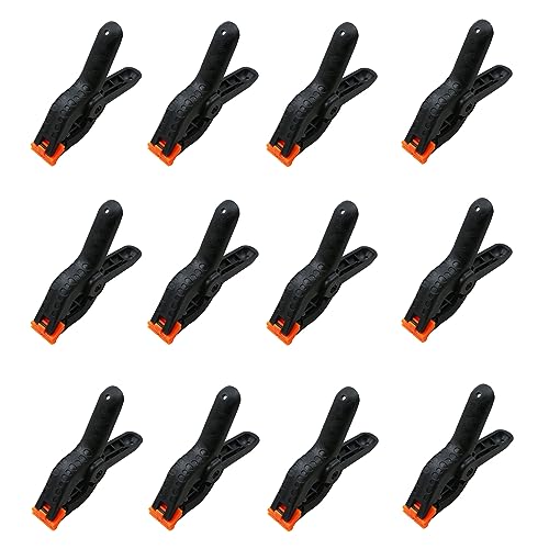 Treedix 12er-Pack 3,5-Zoll-Federklemmen, kleine Hochleistungsklammern, Kunststoffklammern und Hintergrundklammern, Klemmen zum Heimwerken, Kleben, Klemmen und Sichern
