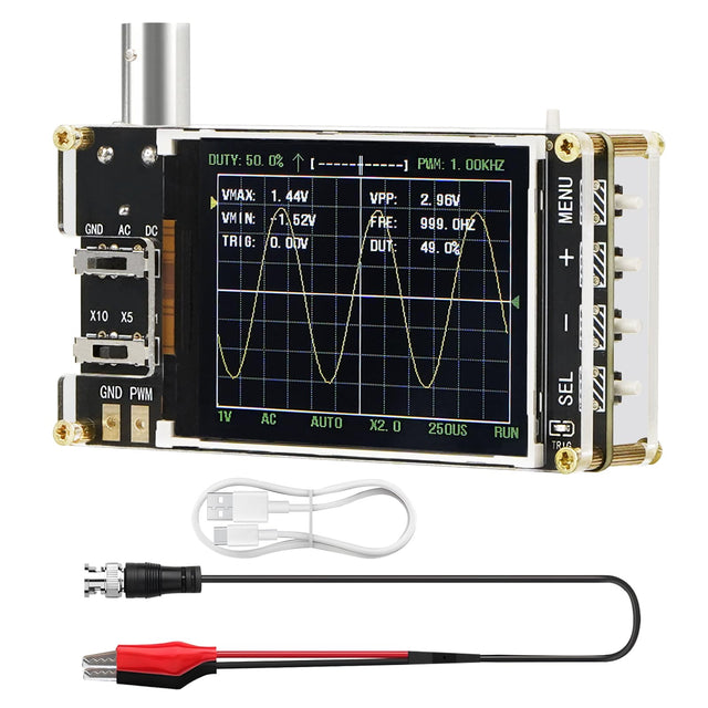 Treedix Handheld Digital Mini Oscilloscope Kit,24MSa/s High Sampling Rate, 2.4''LCD Screen 3 Trigger Modes,200KHz Bandwidth , X10/X5/X1 Sensitivity, GND/AC/DC Coupling Method