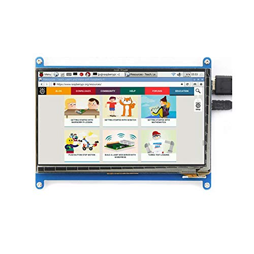 Treedix Module d'écran LCD tactile capacitif de 7 pouces, moniteur HDMI à résolution 1024x600 compatible avec Raspberry Pi 3B+/4B