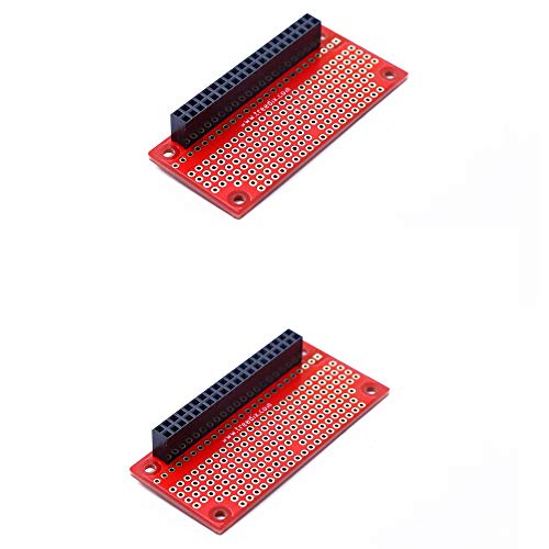 Treedix Compatible with Raspberry Pi Zero 2pcs GPIO Protoboard Breadboard HAT with Female Pin Connector PCB Prototyping Board (unwelding)