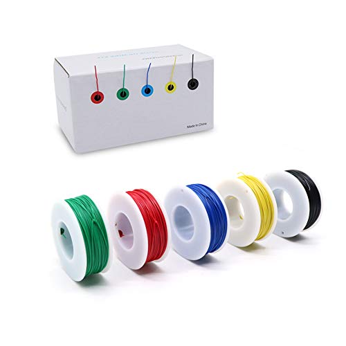 Treedix Solder Copper Hookup Wire Wrapping Jumper Wire Core Tinned PVC Coated Tin Plated 105 Celsius Cable Roll
