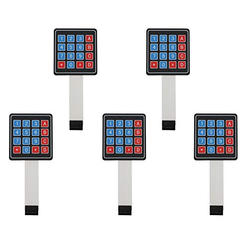 Treedix 5個 メンブレン 4x4 マトリックス キーパッド 16キー マトリックス メンブレン スイッチ キーパッド キーボード Arduino AVR PICと互換性あり