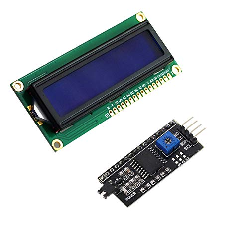 Treedix HD44780 1602 LCD-Anzeigemodul DC 5 V 16 x 2 Zeichen LCD Weiß auf Blau Schwarzlicht + IIC I2C-Modul-Schnittstellenadapter Kompatibel mit Arduino Uno Raspberry Pi
