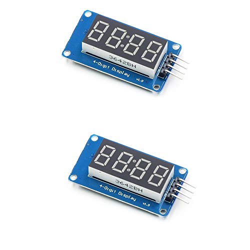 Treedix 4 pièces 0,36 pouces module d'affichage à segments LED à 4 chiffres anode commune rouge, puce de pilotage TM1637, affichage horloge à tube, luminosité LED réglable, compatible avec Arduino UNO R3
