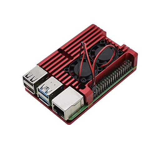 Treedix Custodia di raffreddamento in metallo compatibile con Pi 4, case corazzato in lega di alluminio con dissipatore a doppia ventola compatibile con Raspberry Pi 4 Model/Pi 4B
