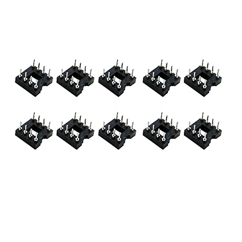 Treedix 10pcs Zócalos para IC DIP-8 con pines de contacto redondos mecanizados, paso 2.54mm, 2 filas y 8 pines redondos