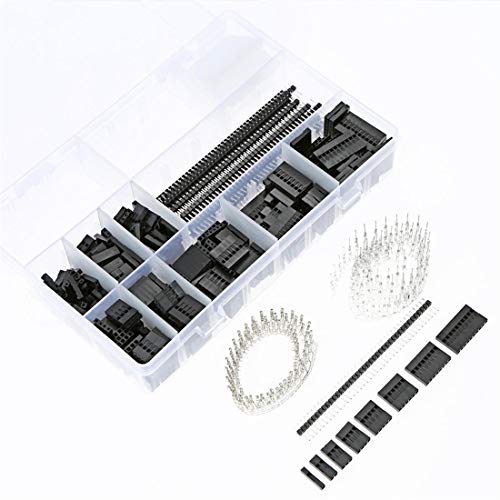 Treedix Kit de 1450 piezas de conectores de pines para placa PCB de 2.54 mm, incluye cabezales macho y hembra de 40 pines, componentes electrónicos compatibles con Arduino Dupont