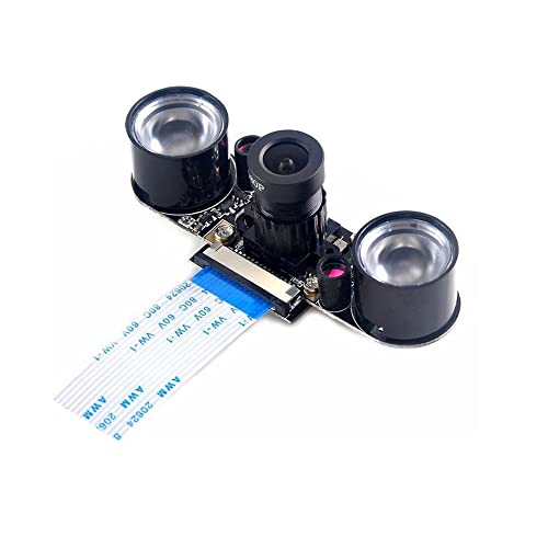 Treedix Raspberry Pi 3 b+ 4 b Kamera Nachtsichtkamera Einstellbares Fokusmodul 5MP OV5647 Webcam Video 1080p mit 2 Infrarot IR LED Licht HD Webcam Kompatibel mit Raspberry 4B/3 B+/3B/2B+