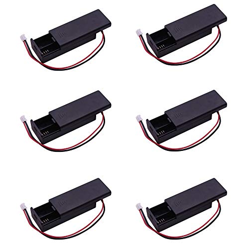 Treedix 6 unidades de porta pilas para 2 pilas AAA con interruptor, porta pilas AAA de 2X 1,5V con cables de conexión e interruptor ON/OFF