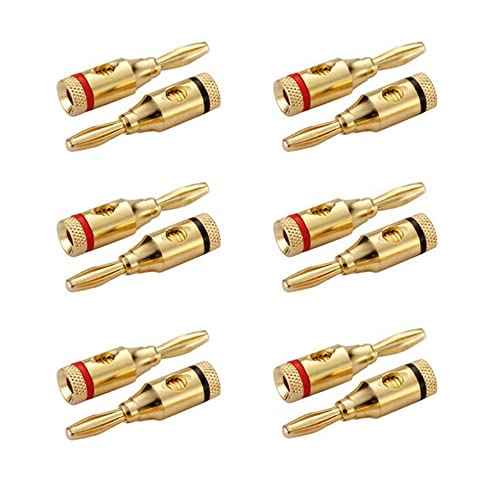 Treedix 6 Paar Bananenstecker Audio vergoldeter Lautsprecheranschluss für Lautsprecherkabel, Audio- und Videoempfänger