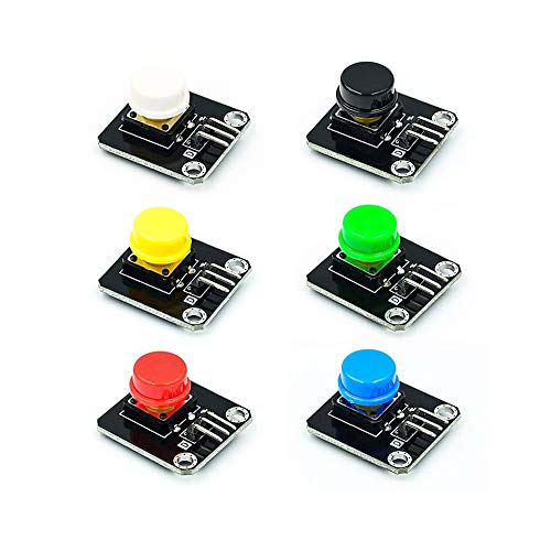 Treedix 6PCS Modulo di Interruttore Touch a Pulsante, 24x31mm, con colori rosso, blu, nero, verde, giallo e bianco, compatibile con UNO R3
