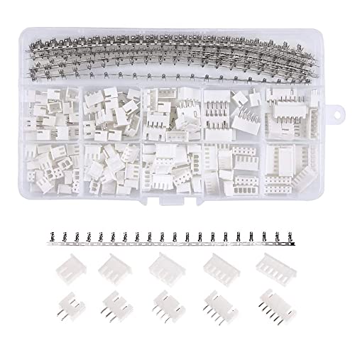 Treedix 460stuks JST-connectorkit met 2.54mm vrouwelijke aansluitklemmen, JST-XH 2P/3P/4P/5P/6P vrouwelijke behuizingsaansluitingen en mannelijke pinconnectors