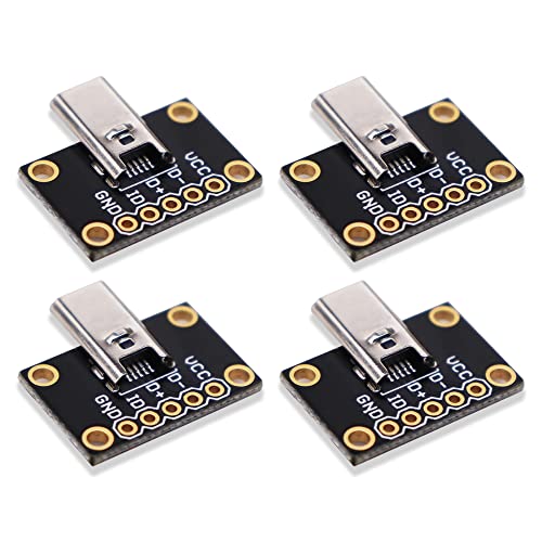Treedix 4pcs Placa de Breakout de Conector Macho de 5 Pines USB MicroB Módulo Adaptador Compatible con Arduino para Proyectos de Electrónica