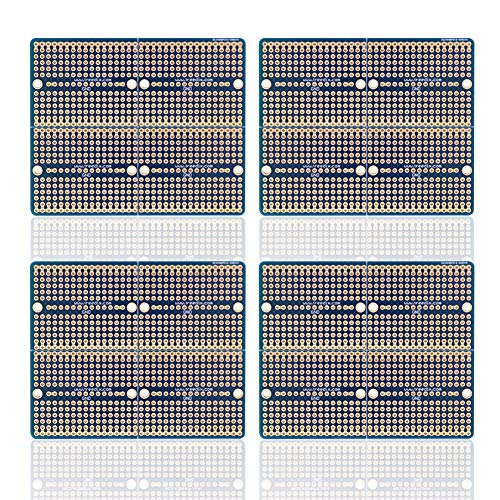 Treedix 4 unidades de placa de pruebas soldable universal, diseño dividido, placa PCB para prototipos, agujeros de doble cara estañados y chapados en oro, compatible con kits Arduino y Raspberry Pi para prototipado y pruebas
