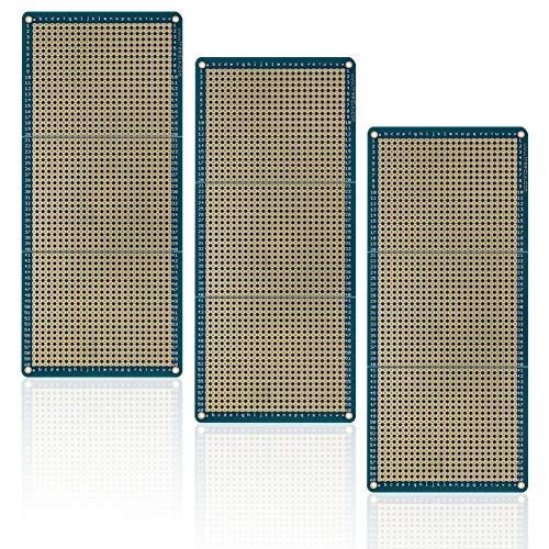 Treedix 3 unidades Placa de Paneles de Pruebas Soldables con Diseño Dividido, Placa Universal PCB para Prototipos y Placa de Expansión, Doble Cara con Agujeros Chapados en Oro y Estañados, Compatible con Kits Arduino y Raspberry Pi para Prototipado y Prue