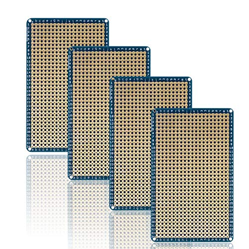 Treedix 4 unidades Placa de pruebas PCB universal para soldar, placa shield de prototipos de doble cara con agujeros estañados y chapados en oro, compatible con kits Arduino y para la prototipación y prueba con placas shield de Raspberry Pi