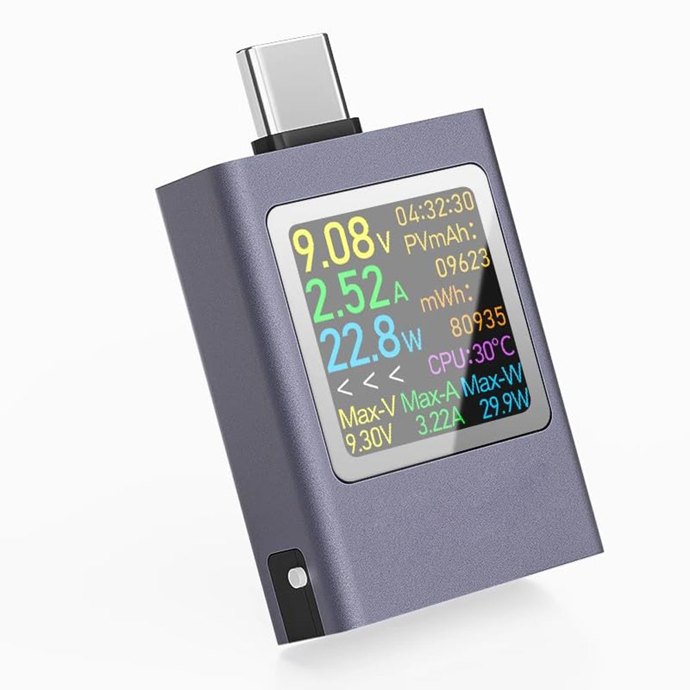 USB-Leistungsmesser-Tester, 4,5–50 V/12 A/600 W, digitales Multimeter, Anzeige von Spannung, Strom, Leistung, Widerstand, Kapazität, unterstützt PD2.0, PD3.0, PPS, QC2.0, QC3.0, FCP, SCP, AFC, PE, Dash, VOOC, SuperVOOC