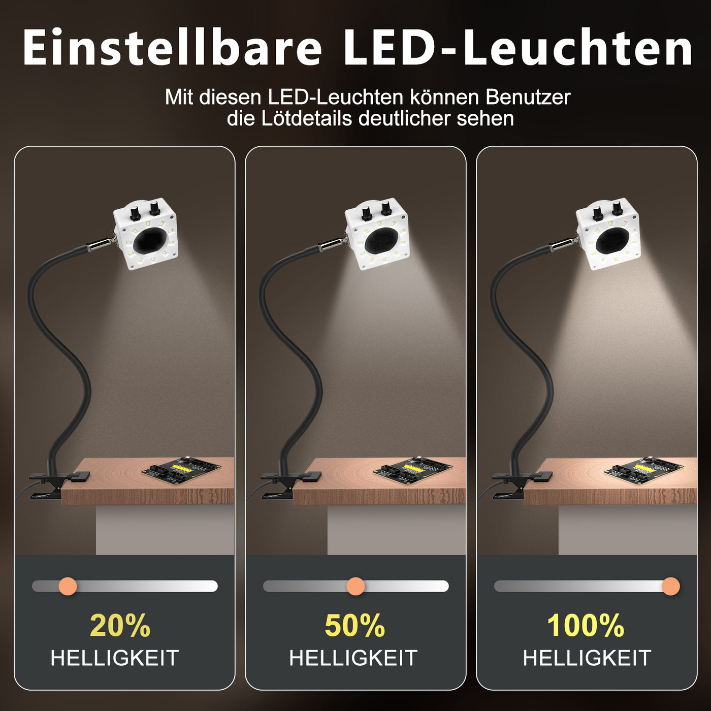 Ventilador extractor de humos de soldadura Treedix: absorbe y elimina el humo de soldadura, con velocidad de viento ajustable, luz LED atenuable, cuello de cisne de silicona, filtros de carbón y manguera de evacuación para soldadura y quemadura de madera
