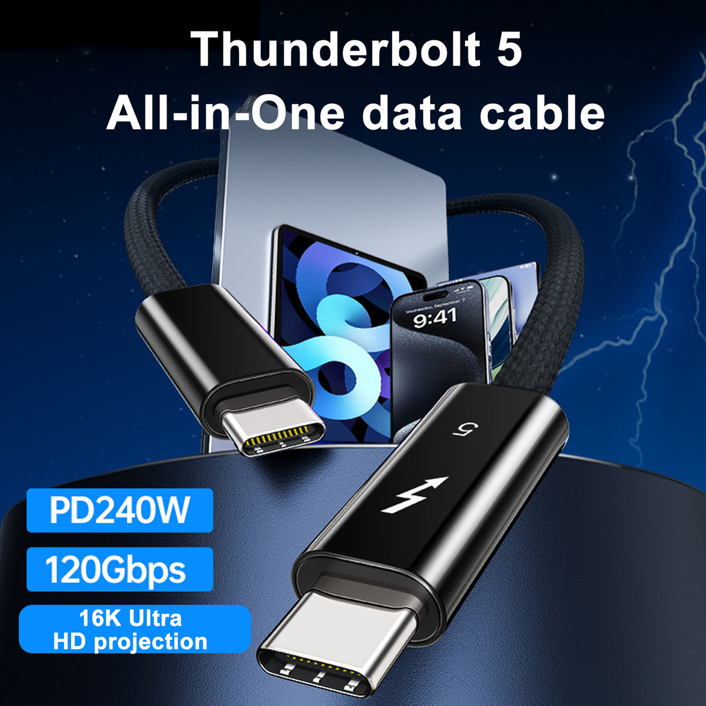 Treedix 120 Gpbs USB C Kabel für Thunderbolt 5 Kabel, PD240W Schnellladekabel, USB C auf USB C Kabel 1m, 16 K / 8 K Videoübertragung, USB C Datenkabel Kompatibel mit Thunderbolt 4/3, USB4/3.2/3.1/3.0/2.0