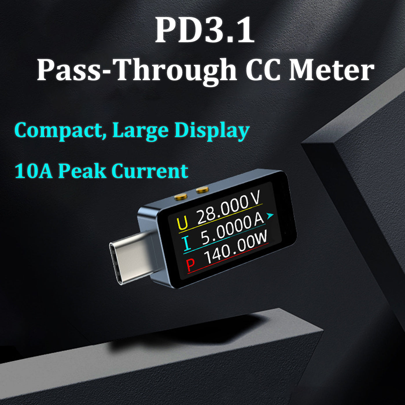 Treedix USB-Spannungs- und Strommessgerät, PD3.1 DC 4-28V mit Abschaltschutz, Hochgeschwindigkeits-Sampling Strom-Spannungsmessgerät, Multifunktions-Tester, Farbdisplay LCD USB-Ladegerät-Tester
