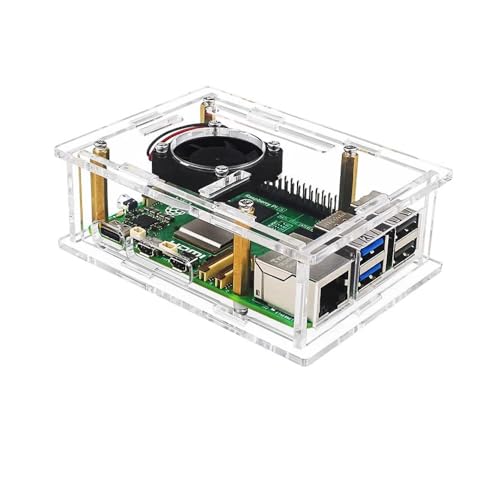 Carcasa de acrílico Treedix para Raspberry Pi 5 con ventilador de refrigeración y disipador de calor de cobre-aluminio