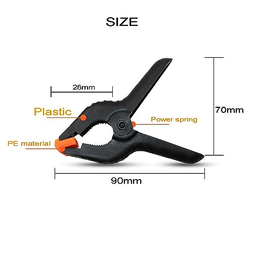 Treedix 12pack 3.5inch Spring Clamps Small Heavy Duty Clips Plastic Clips and Backdrop Clips Clamps for DIY, Gluing, Clamping and Securing