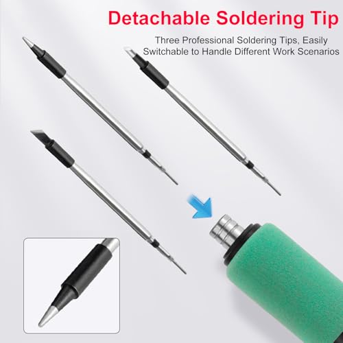 Cordless Soldering Iron Kit, 5V 15W Mini Portable Soldering Iron, 500-842°F Adjustable Temp, 8s Fast Heat-up, 3 Soldering Iron Tips, USB-C Wireless Soldering Pen with Box for Work