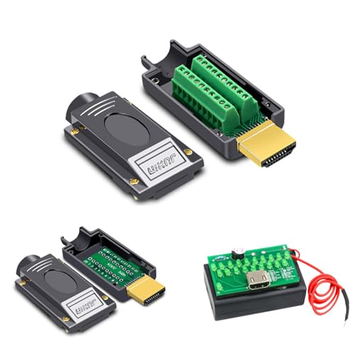 HDMI 3-in-1-HDMI-Reparaturset, inklusive lötfreiem HDMI-Adapter, HDMI-Steckeradapteranschluss, HDMI-Kabeltesterplatine, HDMI-Verlängerungskabelanschlussanschlussklemme und lötfreier Breakout-Anschlussplatine