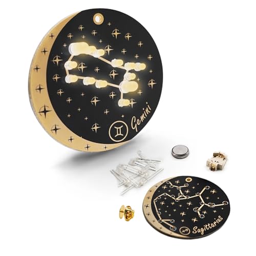Treedix Kit de Práctica de Soldadura de Signos del Zodíaco y Proyecto de Electrónica DIY para Soldadura: Regalo Creativo que se Ilumina, Nueva Versión con Batería para Principiantes, Estudiantes y Aficionados al Bricolaje (Géminis)