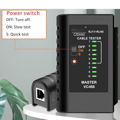 Treedix Network Cable Tester Ethernet Cable Tester Tool Continuity Tester with RJ45 RJ11 for CAT5 CAT6 Telephone Line Test (Black)
