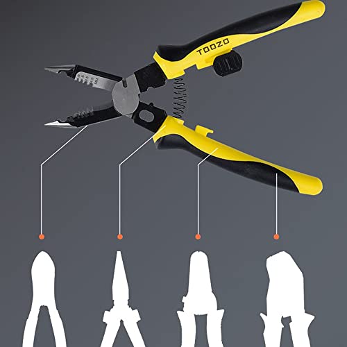 Treedix 7-in-1 Wire Stripper Tool,Multi-Function Hand Tool Wire Stripping Tool Cable Cutters, C-RV Needle Nose Pliers for Electric Cable Stripping Cutting and Crimping