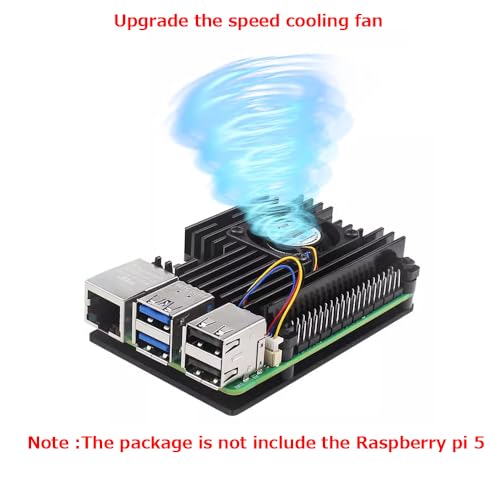 Treedix Carcasa de Aleación de Aluminio Compatible con Raspberry Pi 5 4GB/8GB + Ventilador Ajustable