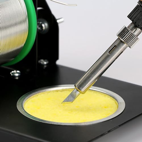 はんだごてホルダースタンド 多機能全金属製はんだごてスタンド チップクリーナー、金属錫線ホルダー、クリーニングスポンジ付き