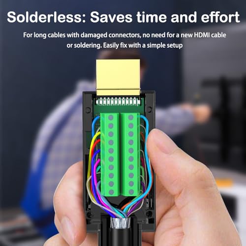 HDMI 3 in 1 HDMI修理キットには、HDMIはんだ付け不要アダプタ、HDMIオスアダプタコネクタ、HDMIケーブルテスターボード、HDMI延長ケーブルコネクタポートターミナルはんだ付け不要ブレイクアウトコネクタボードが含まれています