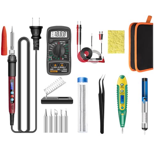 Soldering Iron Kit, 60W Soldering Gun, LCD Digital Adjustable Temperature 180-500℃, Soldering Tool for Metal, Electric, DIY, Jewelry Welding, Computer