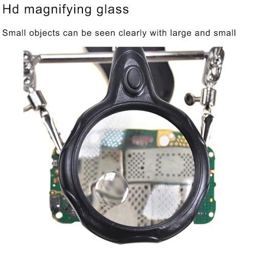 Treedix 12X 3.5X LED Lighted Magnifying Glass Soldering Station Adjustable Angle Helping Hands Magnifier with Auxiliary Clamp and Welding Stands