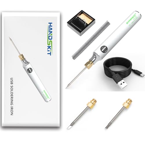 Treedix コードレスはんだごてキット ミニ USB はんだごてペン 5V 8W USB 充電器 はんだごてツール 急速加熱コア 温度調節可能 はんだごてツール はんだ付けスタンド付き 電子機器、DIY用