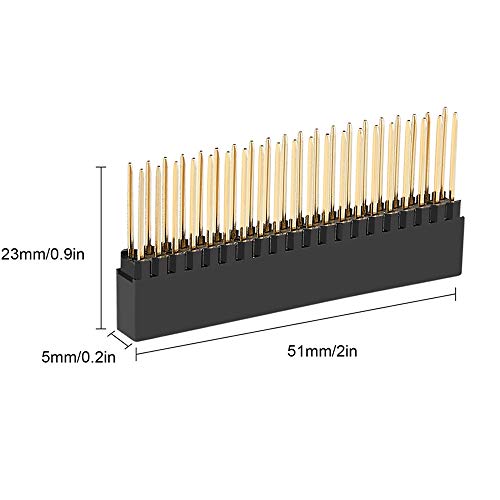 Treedix 2 x 20 (40 pin) Connettore Femmina Extra Alto, Passo 0,1 Pollici, Header Impilabile, Compatibile con Raspberry Pi (Confezione da 5)