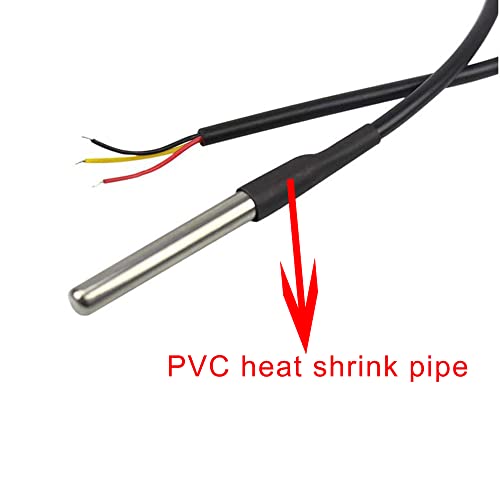 5pcs 5m DS18B20 Digital Thermistor Probe Temperature Sensor Waterproof Temperature Probe Stainless Steel Resistance Thermal Cable -55°C to +125°C Compatible with Arduino and Raspberry pi