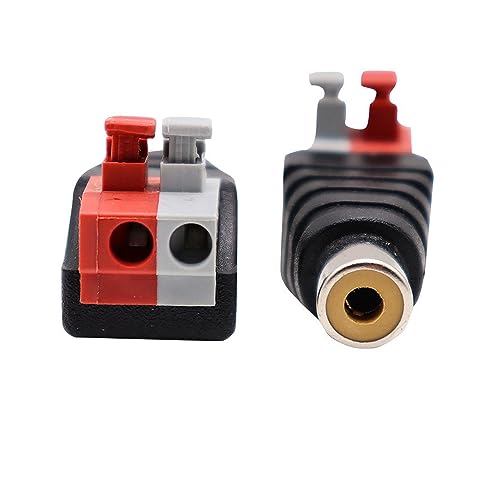 Treedix 10pcs RCA Connector Adapter Speaker Wire to RCA Adapter Converter Speaker Phono RCA Male Jack Plug (Female)