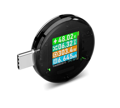 Treedix USB C Power Meter Testers Type C PD3.1 600W DC 4.5~50V/0~6A USB Current Voltage Meter Color IPS Auto Rotating Screen LCD Digital Multimeter Touch to Switch Interface