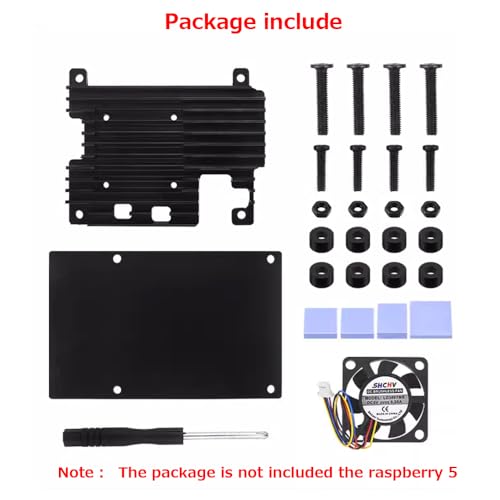 Treedix Carcasa de Aleación de Aluminio Compatible con Raspberry Pi 5 4GB/8GB + Ventilador Ajustable
