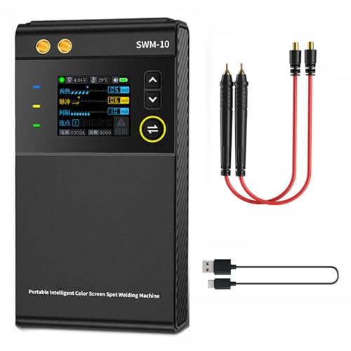 Akku-Punktschweißgerät, Handschweißgerät Doppelpuls 4 Kombinationsgänge einstellbar, 5000 mAh Punktschweißen 0,1 MM-0,25 MM für Nickel, Eisen, Stahl, 0,3 mm Aluminiumbleche