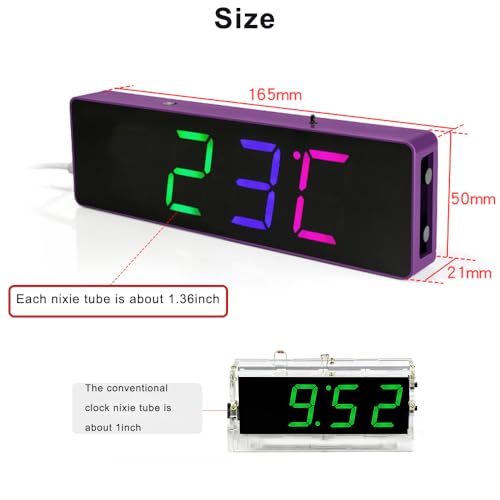 Treedix Soldering Practice Kit RGB Multiple Colorful LED Digital DIY Clock Kit with Time, Temperature, Date, and Day of The Week Cycle Display for High and College School Students Practice Learning