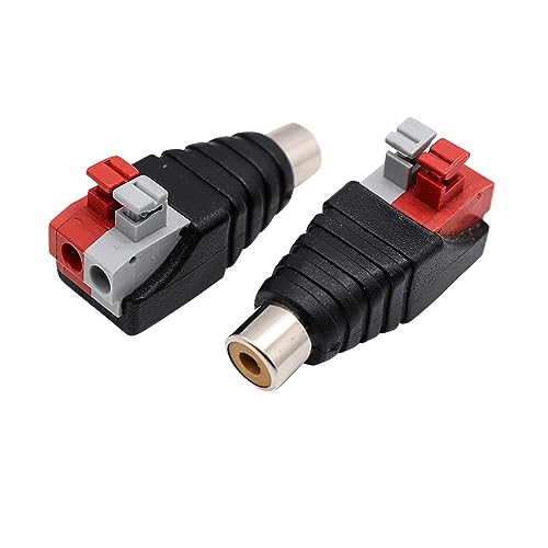 Treedix 10pcs RCA Connector Adapter Speaker Wire to RCA Adapter Converter Speaker Phono RCA Male Jack Plug (Female)