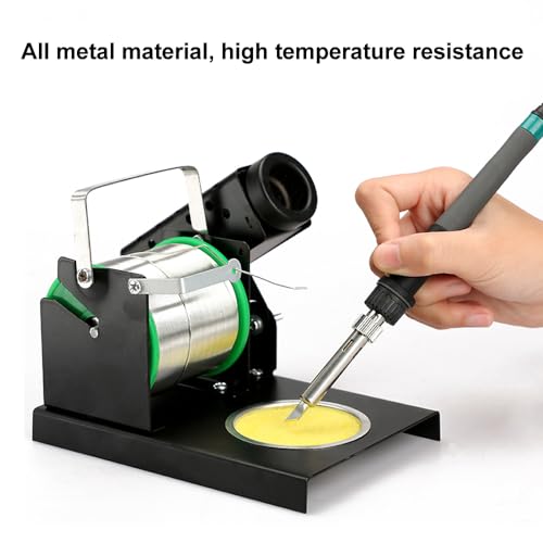 はんだごてホルダースタンド 多機能全金属製はんだごてスタンド チップクリーナー、金属錫線ホルダー、クリーニングスポンジ付き