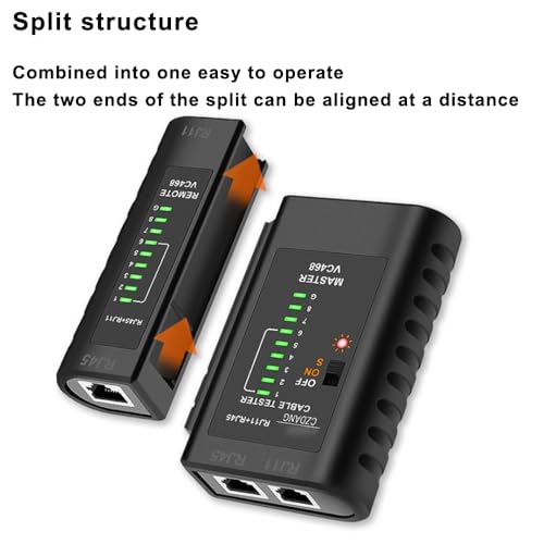 Treedix Network Cable Tester Ethernet Cable Tester Tool Continuity Tester with RJ45 RJ11 for CAT5 CAT6 Telephone Line Test (Black)