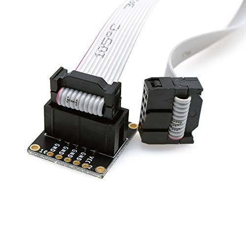 Treedix 2個 JTAG ブレークアウト ボード アダプタ コンバータ SWD ブレークアウト JTAG デバッグ ボード、2列 1.27/2.54mm ピッチ 10ピン メス - メス IDC コネクタ フラット フレキシブル グレー リボン ジャンパー ケーブル 200mm、J-Link用